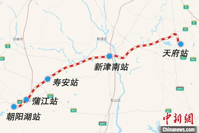 成都鐵路樞紐天府至朝陽(yáng)湖段線路圖。　國(guó)鐵集團(tuán)供圖